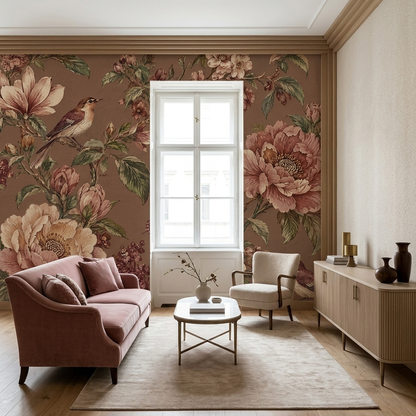 Chinoiserie Floral Branches Wallpaper Birds And Butterflies Wall Mural