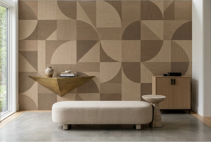 Geometric Wood Panel Wallpaper Modular Block Wall Mural
