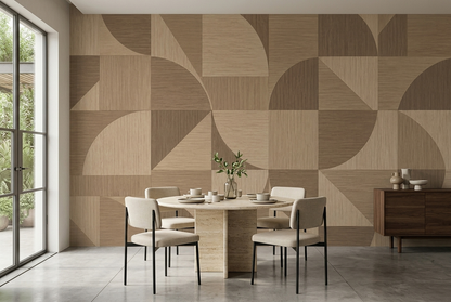 Geometric Wood Panel Wallpaper Modular Block Wall Mural