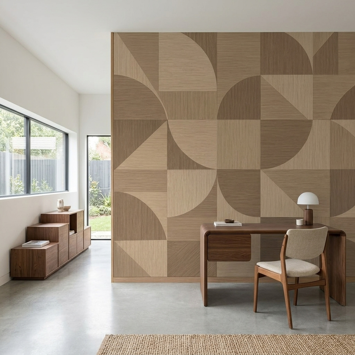 Geometric Wood Panel Wallpaper Modular Block Wall Mural