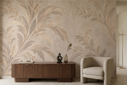 Delicate Botanical Branches Wallpaper Neutral Vintage Wall Mural