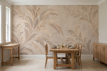 Delicate Botanical Branches Wallpaper Neutral Vintage Wall Mural