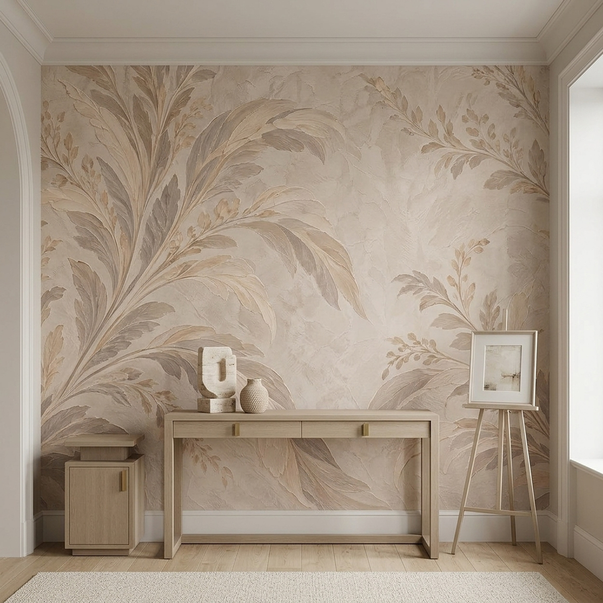 Delicate Botanical Branches Wallpaper Neutral Vintage Wall Mural