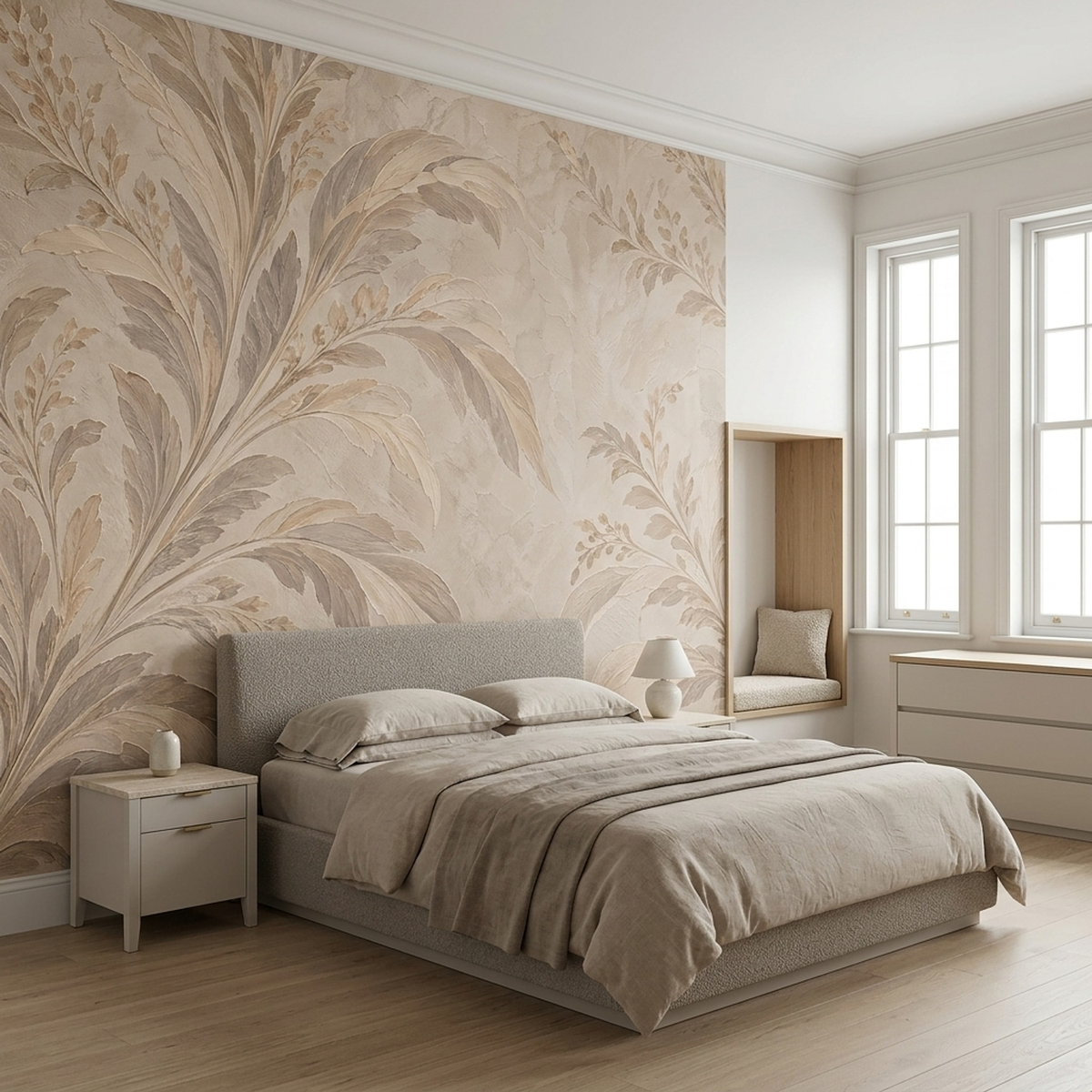 Delicate Botanical Branches Wallpaper Neutral Vintage Wall Mural