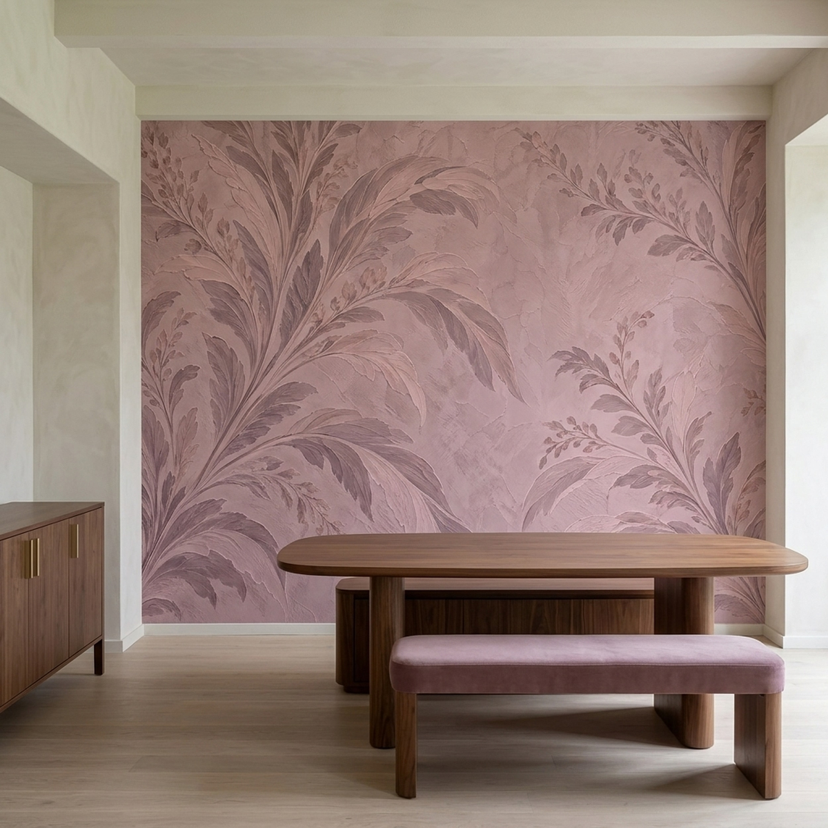 Pastel Botanical Branches Wallpaper Textured Plaster Wall Mural