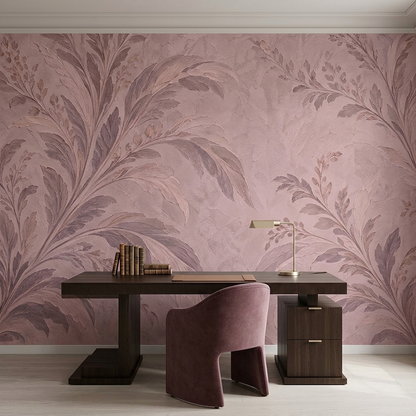Pastel Botanical Branches Wallpaper Textured Plaster Wall Mural