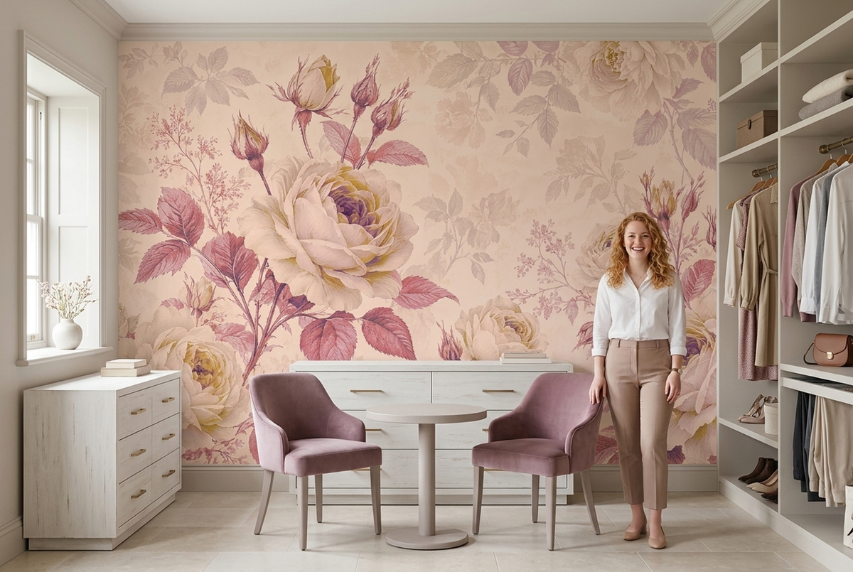Cream Roses Wallpaper Romantic Floral Wall Mural