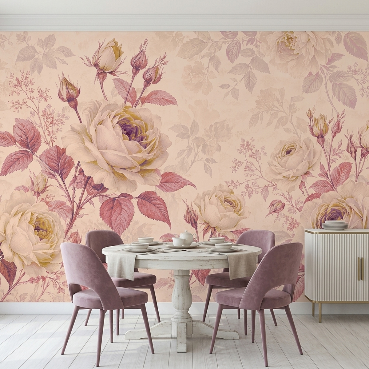 Cream Roses Wallpaper Romantic Floral Wall Mural