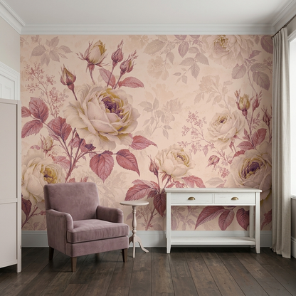 Cream Roses Wallpaper Romantic Floral Wall Mural