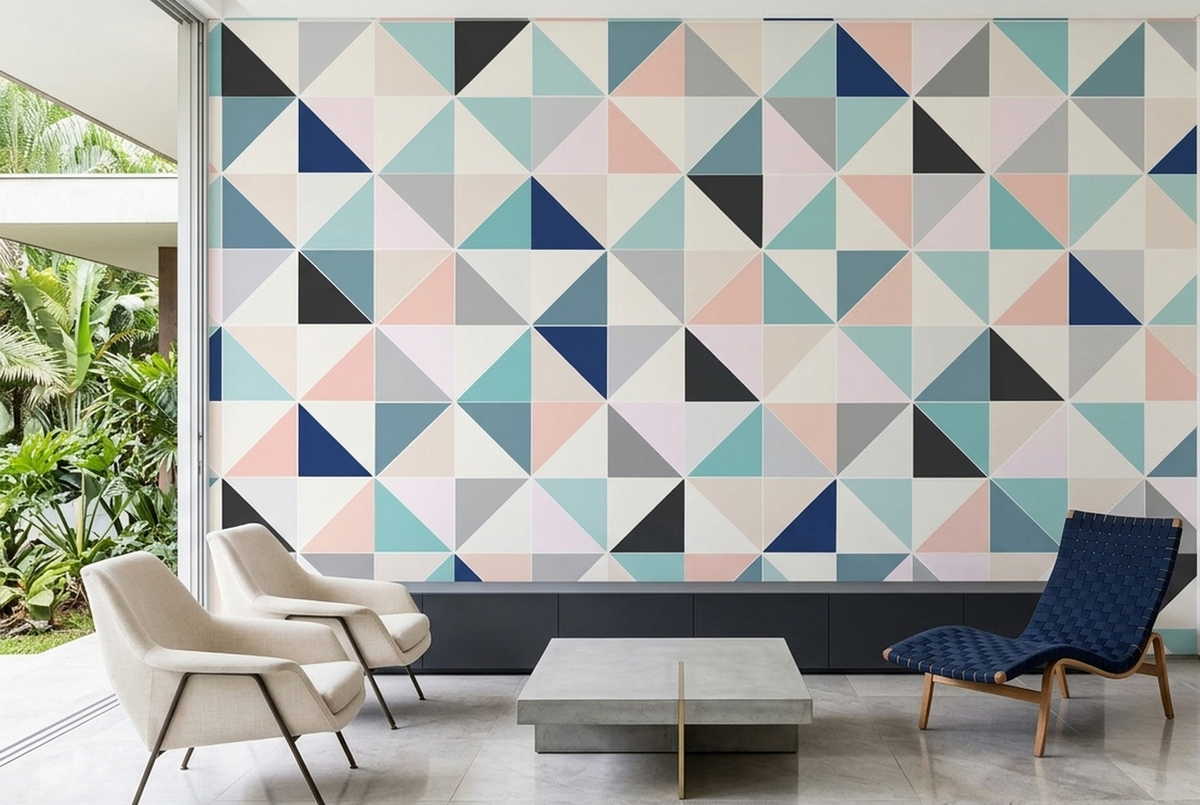 Geometric Triangle Mosaic Wallpaper Contemporary Grid Wall Mural