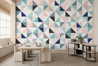 Geometric Triangle Mosaic Wallpaper Contemporary Grid Wall Mural