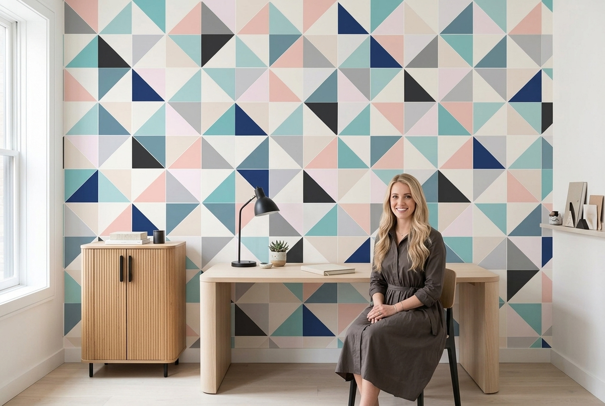 Geometric Triangle Mosaic Wallpaper Contemporary Grid Wall Mural