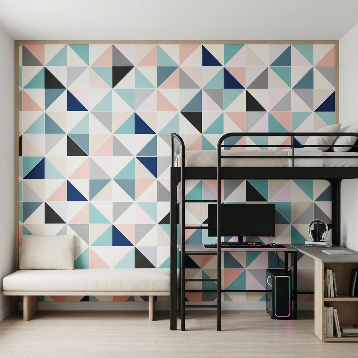 Geometric Triangle Mosaic Wallpaper Contemporary Grid Wall Mural