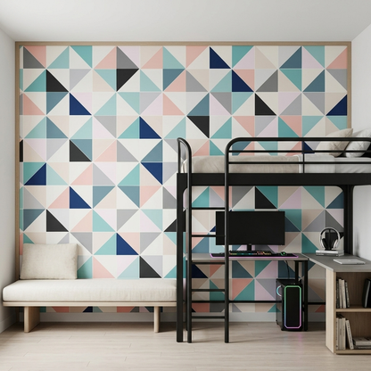 Geometric Triangle Mosaic Wallpaper Contemporary Grid Wall Mural