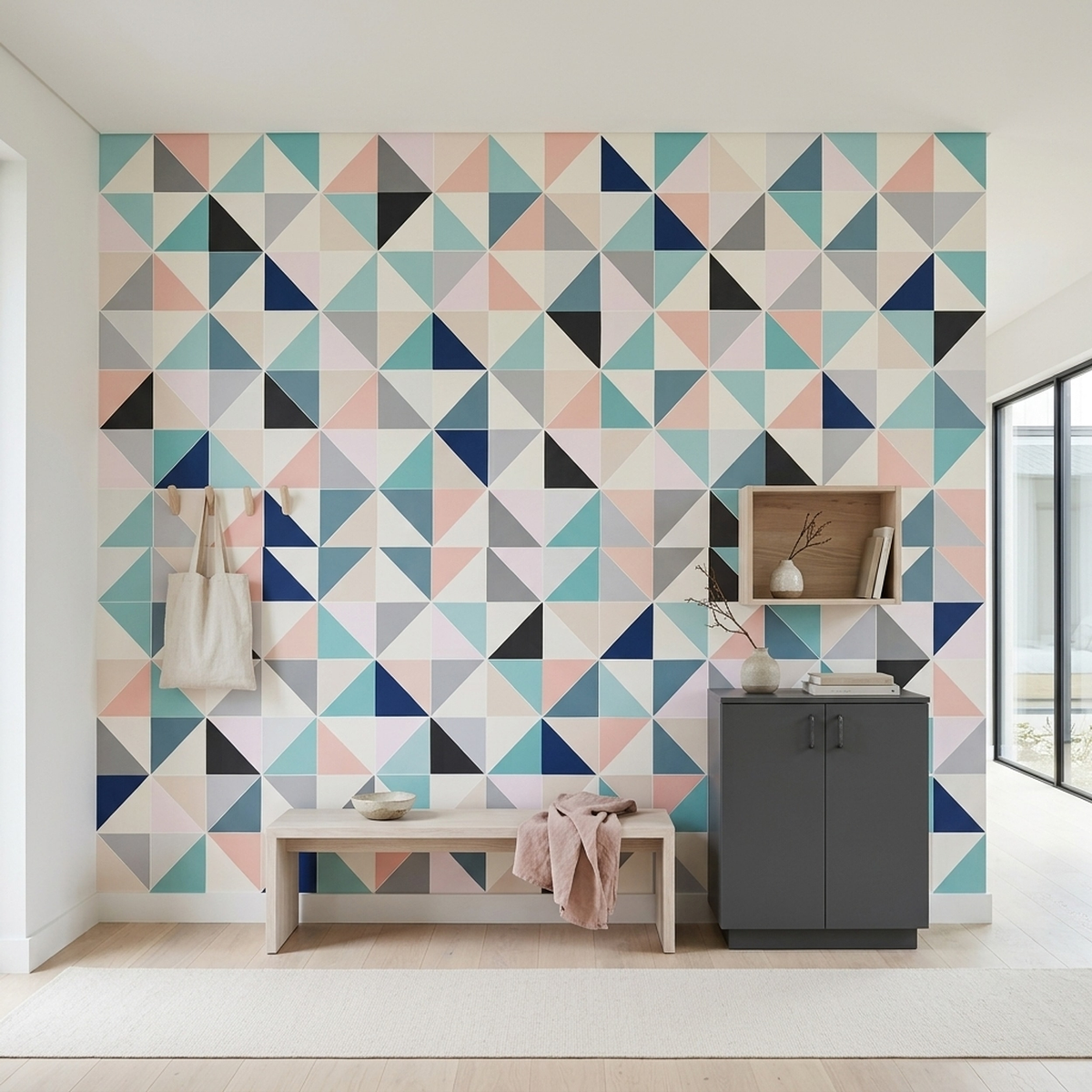 Geometric Triangle Mosaic Wallpaper Contemporary Grid Wall Mural