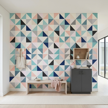 Geometric Triangle Mosaic Wallpaper Contemporary Grid Wall Mural