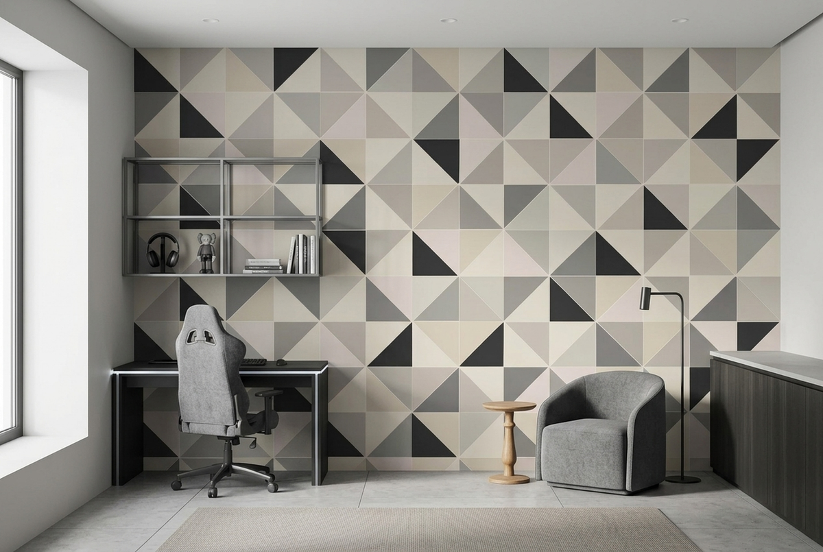 Triangle Grid Mosaic Wallpaper Contemporary Wall Mural
