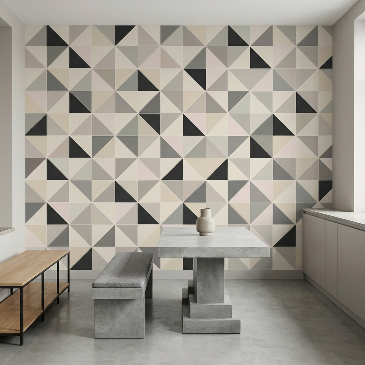 Triangle Grid Mosaic Wallpaper Contemporary Wall Mural