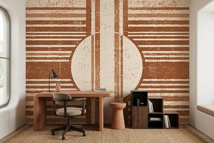 Textured Concentric Circle Wallpaper Mid Century Geometric Wall Mural