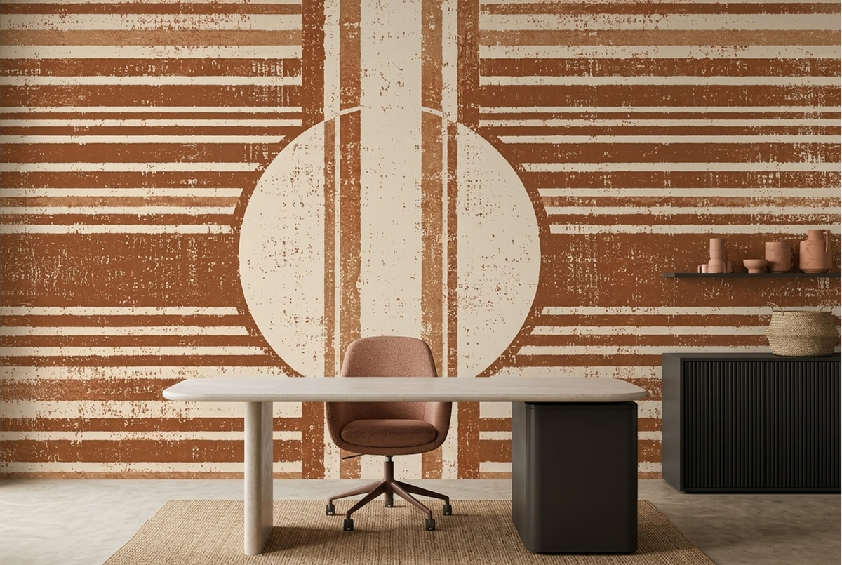 Textured Concentric Circle Wallpaper Mid Century Geometric Wall Mural