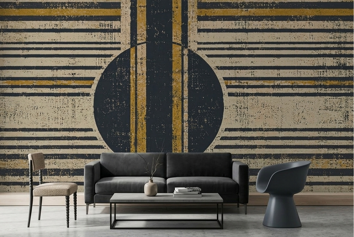 Grunge Geometric Circle Wallpaper Vintage Industrial Wall Mural