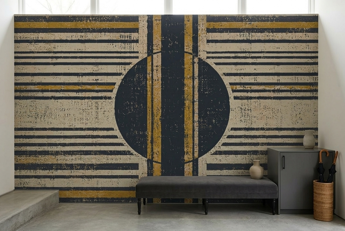 Grunge Geometric Circle Wallpaper Vintage Industrial Wall Mural