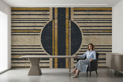 Grunge Geometric Circle Wallpaper Vintage Industrial Wall Mural