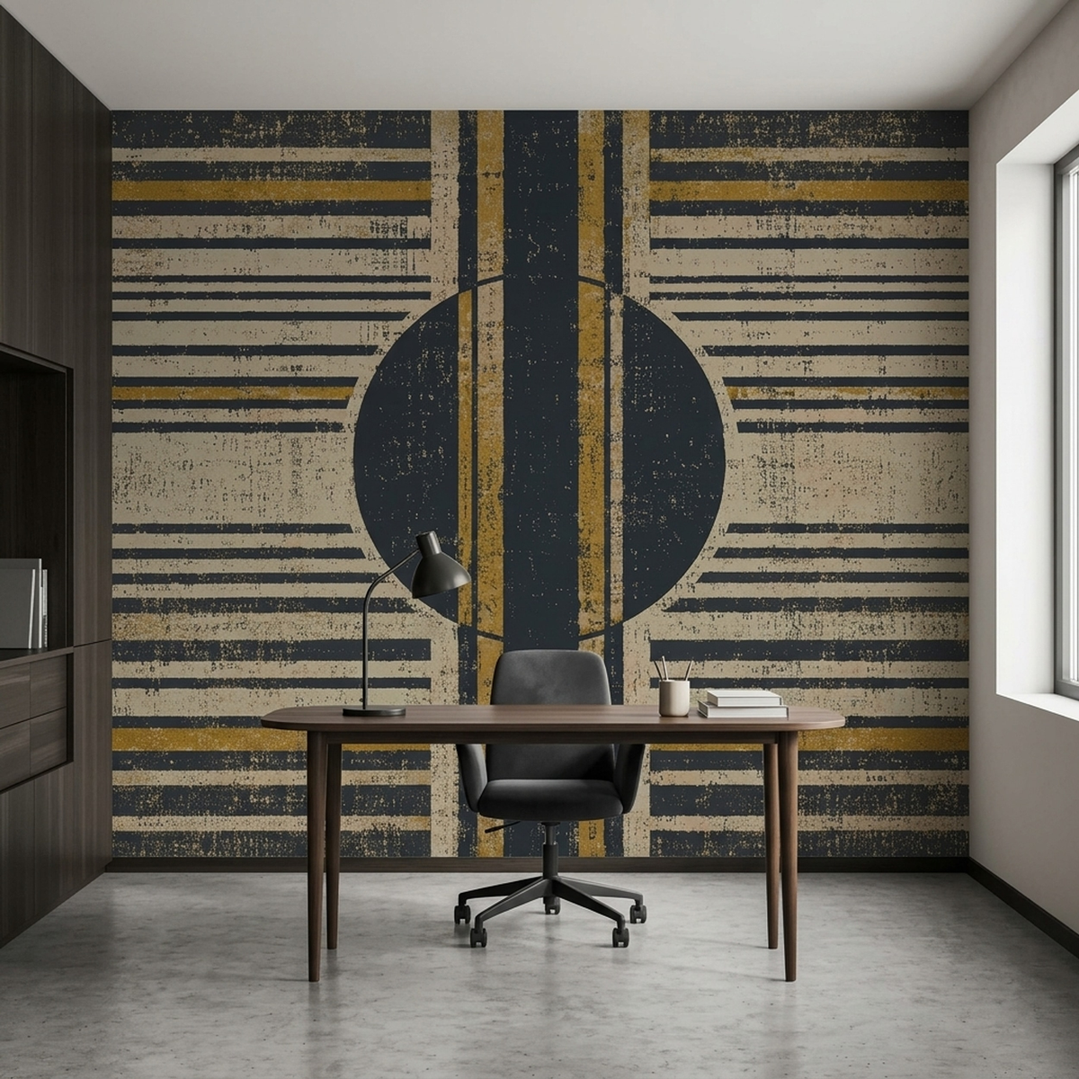 Grunge Geometric Circle Wallpaper Vintage Industrial Wall Mural