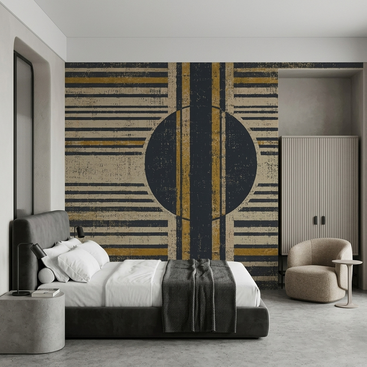 Grunge Geometric Circle Wallpaper Vintage Industrial Wall Mural