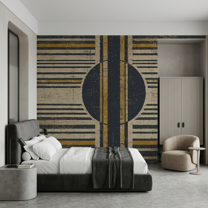 Grunge Geometric Circle Wallpaper Vintage Industrial Wall Mural