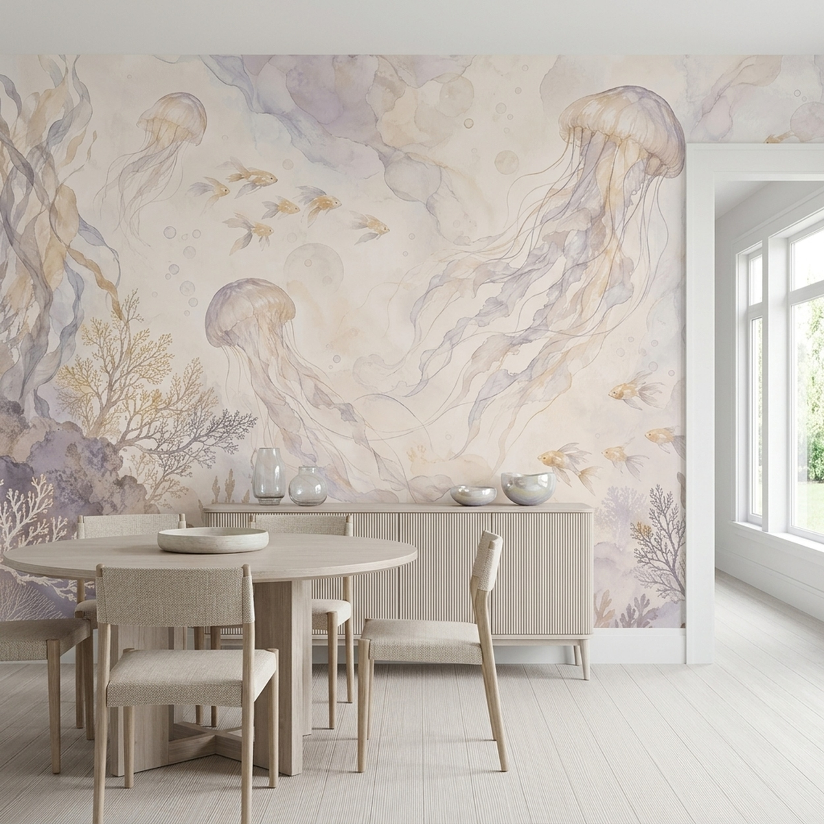 Watercolor Jellyfish Wallpaper Soft Sea Life Wall Mural