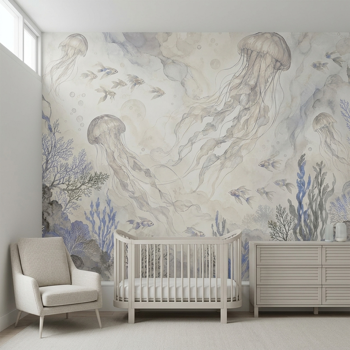 Jellyfish And Coral Wallpaper Coastal Underwater Wall Mural