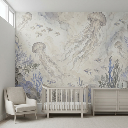 Jellyfish And Coral Wallpaper Coastal Underwater Wall Mural