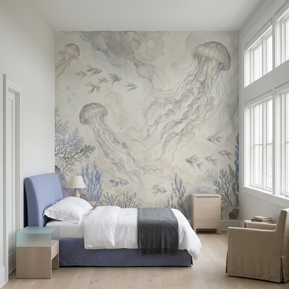 Jellyfish And Coral Wallpaper Coastal Underwater Wall Mural