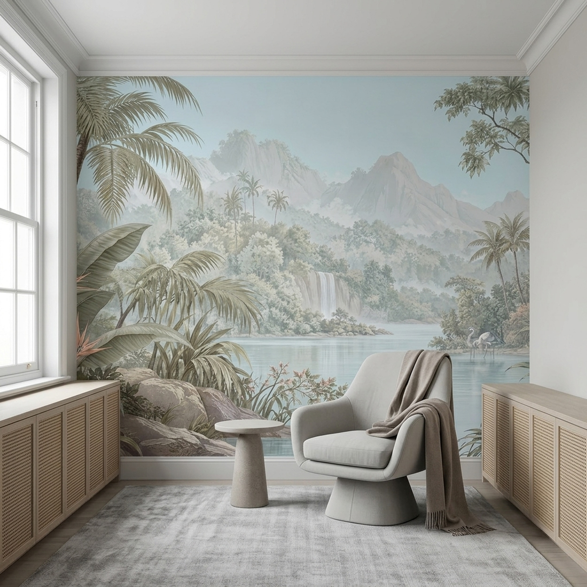 Tropical Lagoon Waterfall Wallpaper Panoramic Landscape Wall Mural