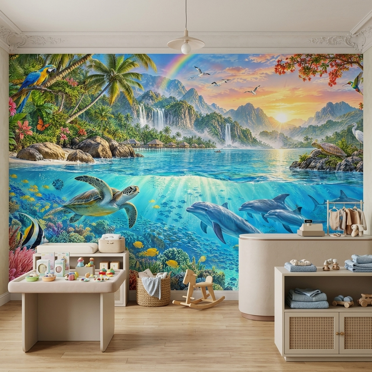 Tropical Island Lagoon Wallpaper Panoramic Ocean Wall Mural