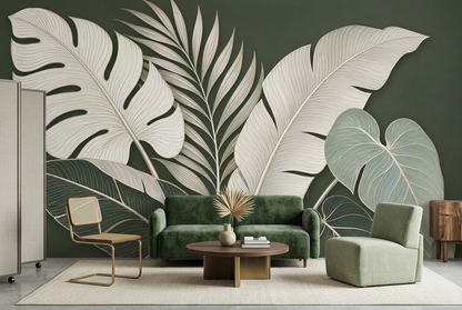 Tropical Leaves Wallpaper Modern Botanical Wall Mural