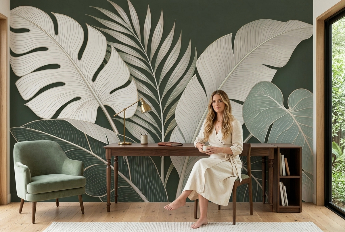 Tropical Leaves Wallpaper Modern Botanical Wall Mural