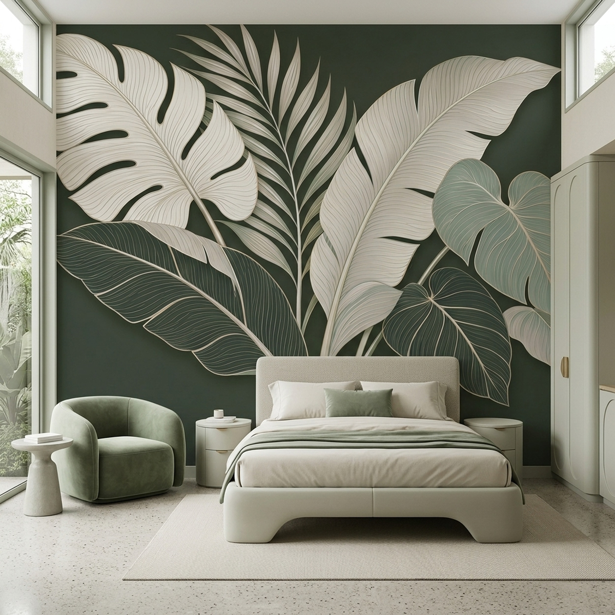 Tropical Leaves Wallpaper Modern Botanical Wall Mural