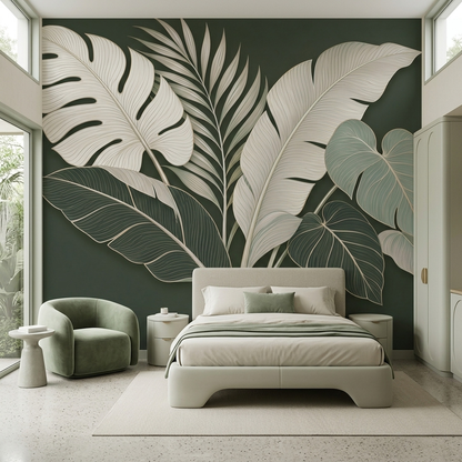 Tropical Leaves Wallpaper Modern Botanical Wall Mural