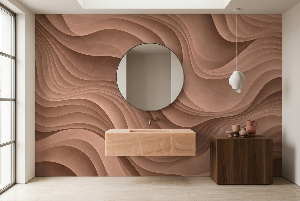 Layered Contour Lines Wallpaper Textured Neutral Wall Mural