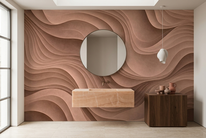 Layered Contour Lines Wallpaper Textured Neutral Wall Mural