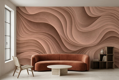 Layered Contour Lines Wallpaper Textured Neutral Wall Mural