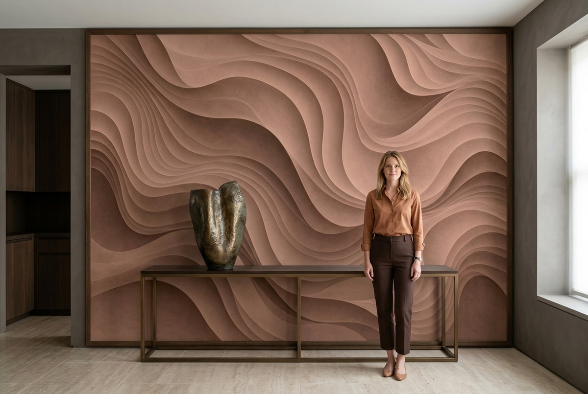 Layered Contour Lines Wallpaper Textured Neutral Wall Mural