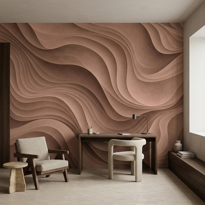 Layered Contour Lines Wallpaper Textured Neutral Wall Mural
