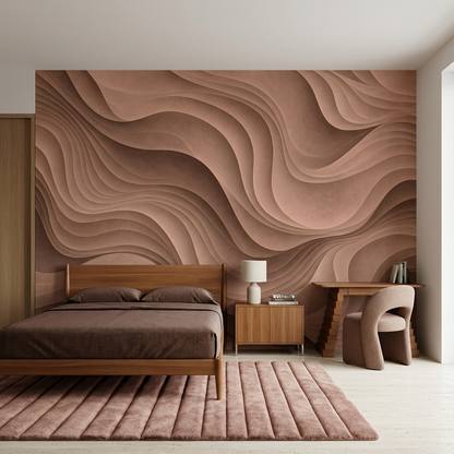 Layered Contour Lines Wallpaper Textured Neutral Wall Mural