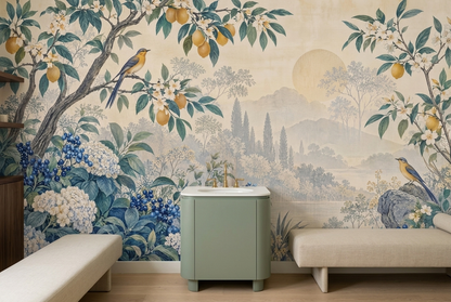 Lemon Tree And Songbirds Wallpaper Panoramic Lake Wall Mural