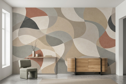 Overlapping Organic Forms Wallpaper Textured Neutral Wall Mural