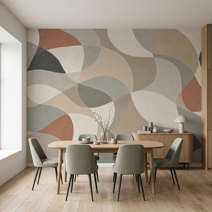 Overlapping Organic Forms Wallpaper Textured Neutral Wall Mural