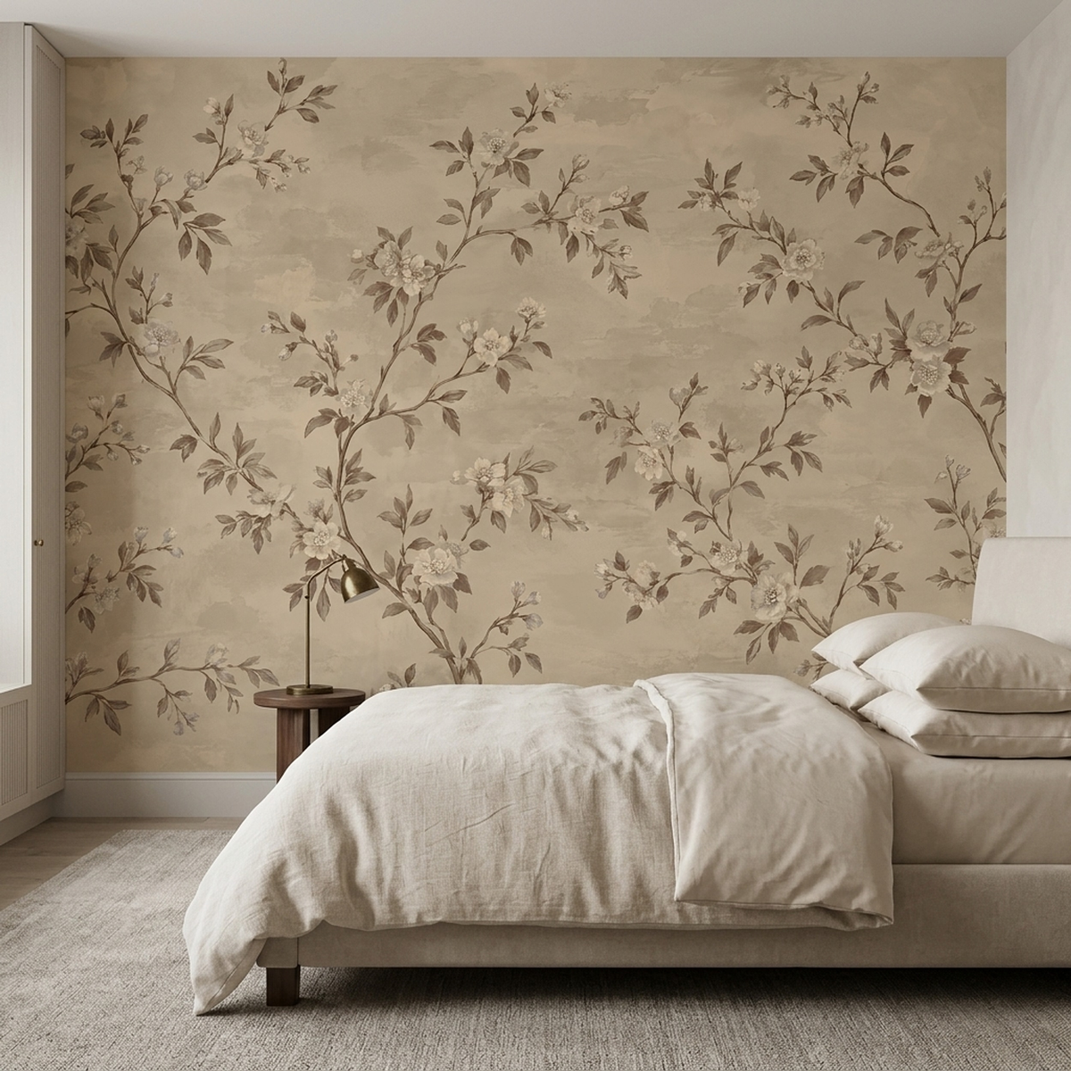 Delicate Blossom Branches Wallpaper Neutral Botanical Wall Mural